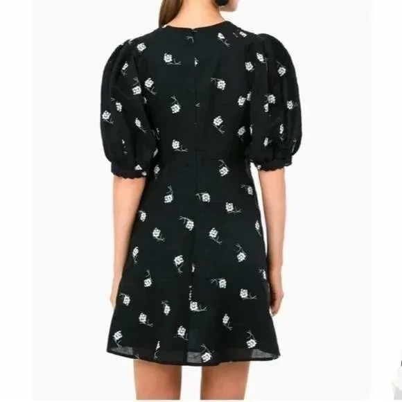 Tuckernuck Serena Mini Dress Black Embroidered Floral Linen‎ Blend Size XS - Picture 9 of 9